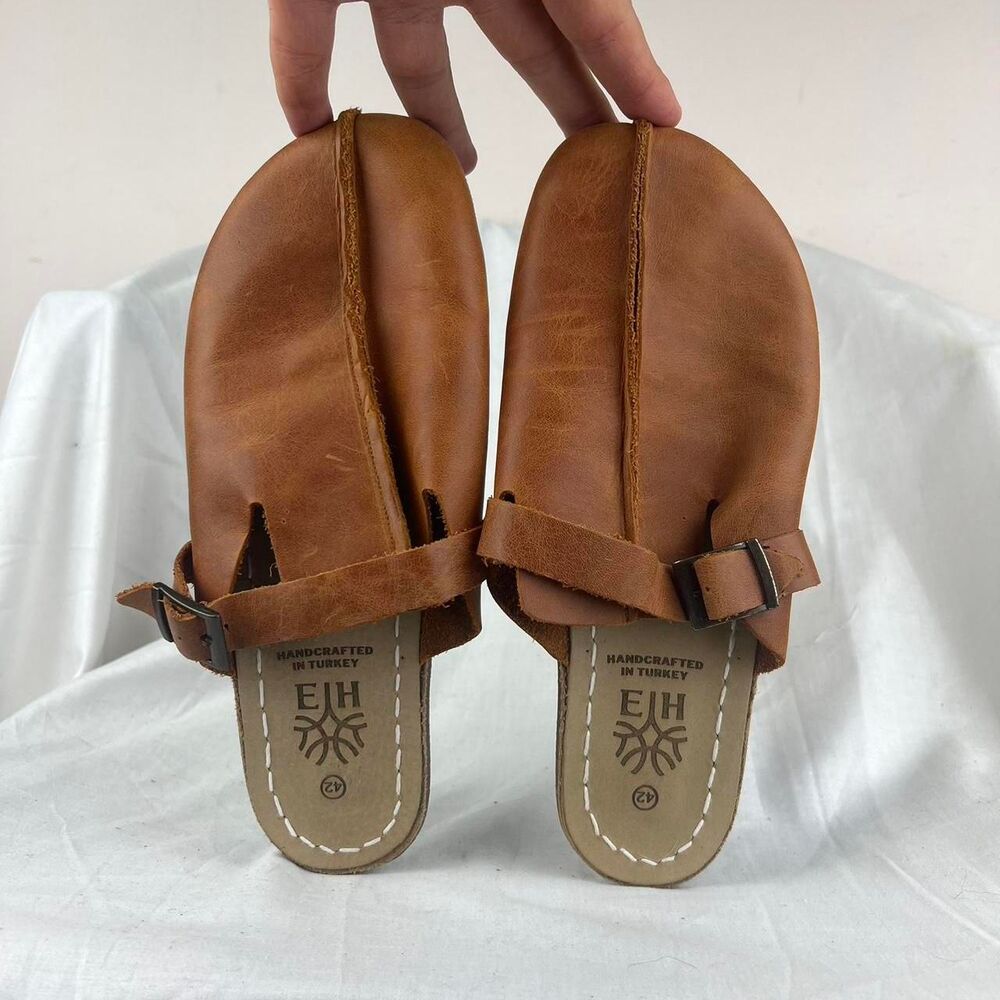 Earthing Harmony Brown Leather Grounding Barefoot Clogs Size 11 (42)
